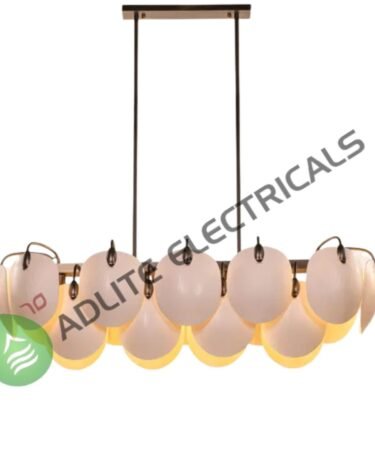 Petaline Long Brown & White Ceramic Chandelier