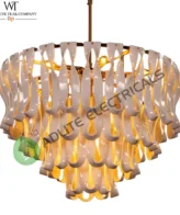 Vera Ceramic Chandelier (Round, Gold, White)