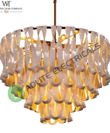 Vera Ceramic Chandelier (Round, Gold, White)