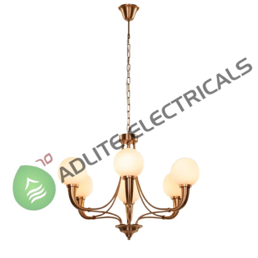 Kenswick Gold & White Frosted Glass Chandelier Kenswick Gold & White Frosted Glass Chandelier