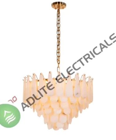 Ivory Cascade Gold & White Alabaster Chandelier