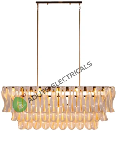 Vera Long Gold & White Ceramic Chandelier