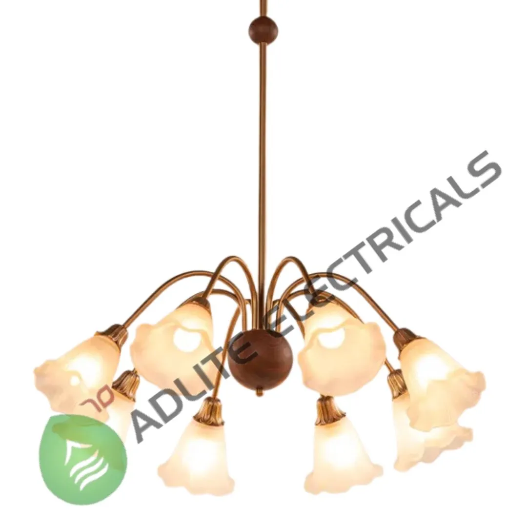 Nerina Gold & White Frosted Glass Chandelier-( WhiteTeak by Asian Paints )