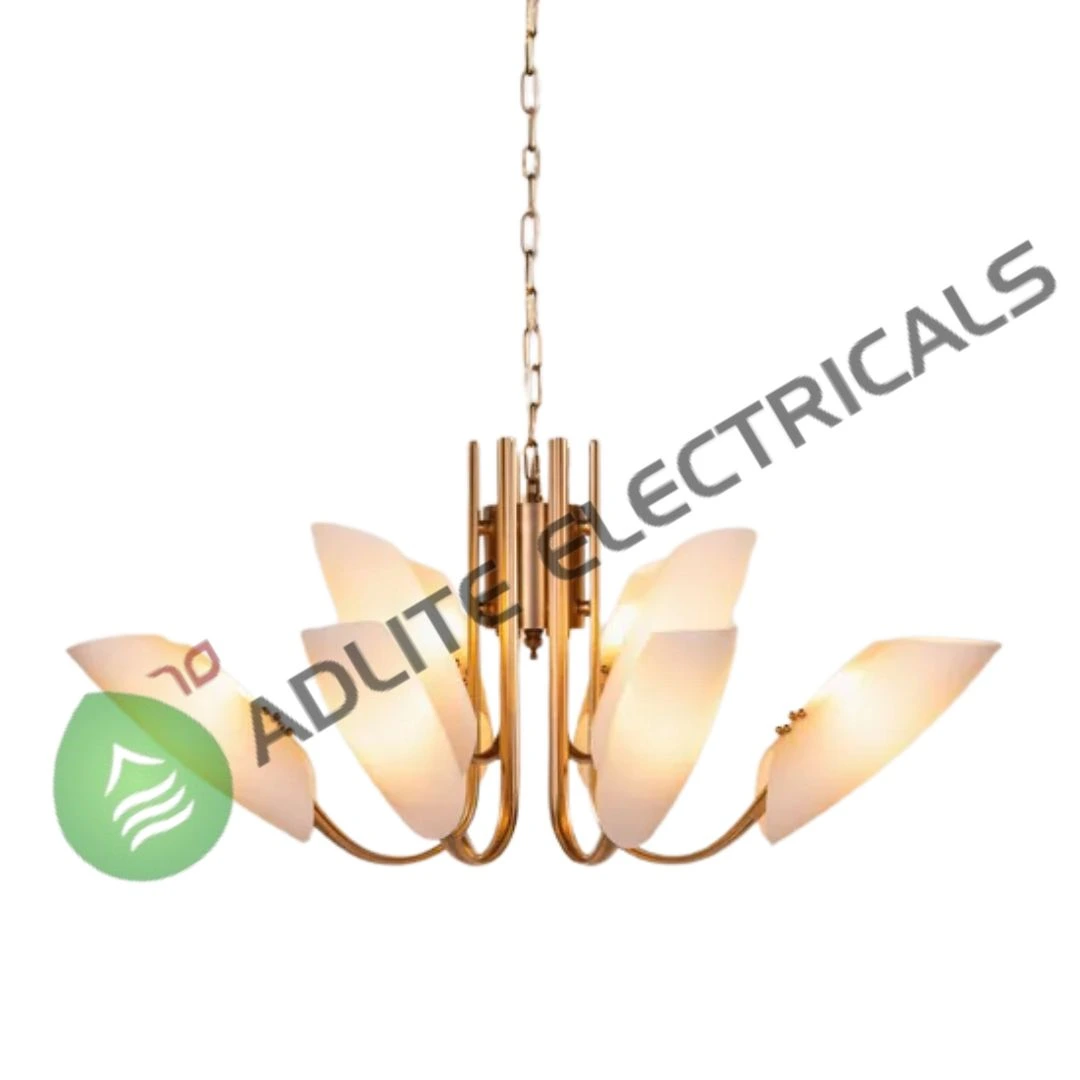 Silvana Large & Gold & White Frosted Glass Chandelier-( WhiteTeak by Asian Paints )