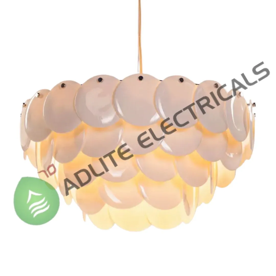 Porcelain Sail Chrome & White Ceramic Chandelier-( WhiteTeak by Asian Paints )