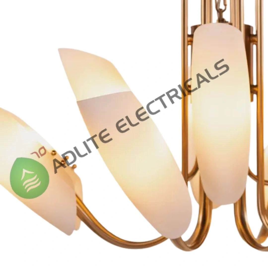 Silvana Large & Gold & White Frosted Glass Chandelier-( WhiteTeak by Asian Paints )