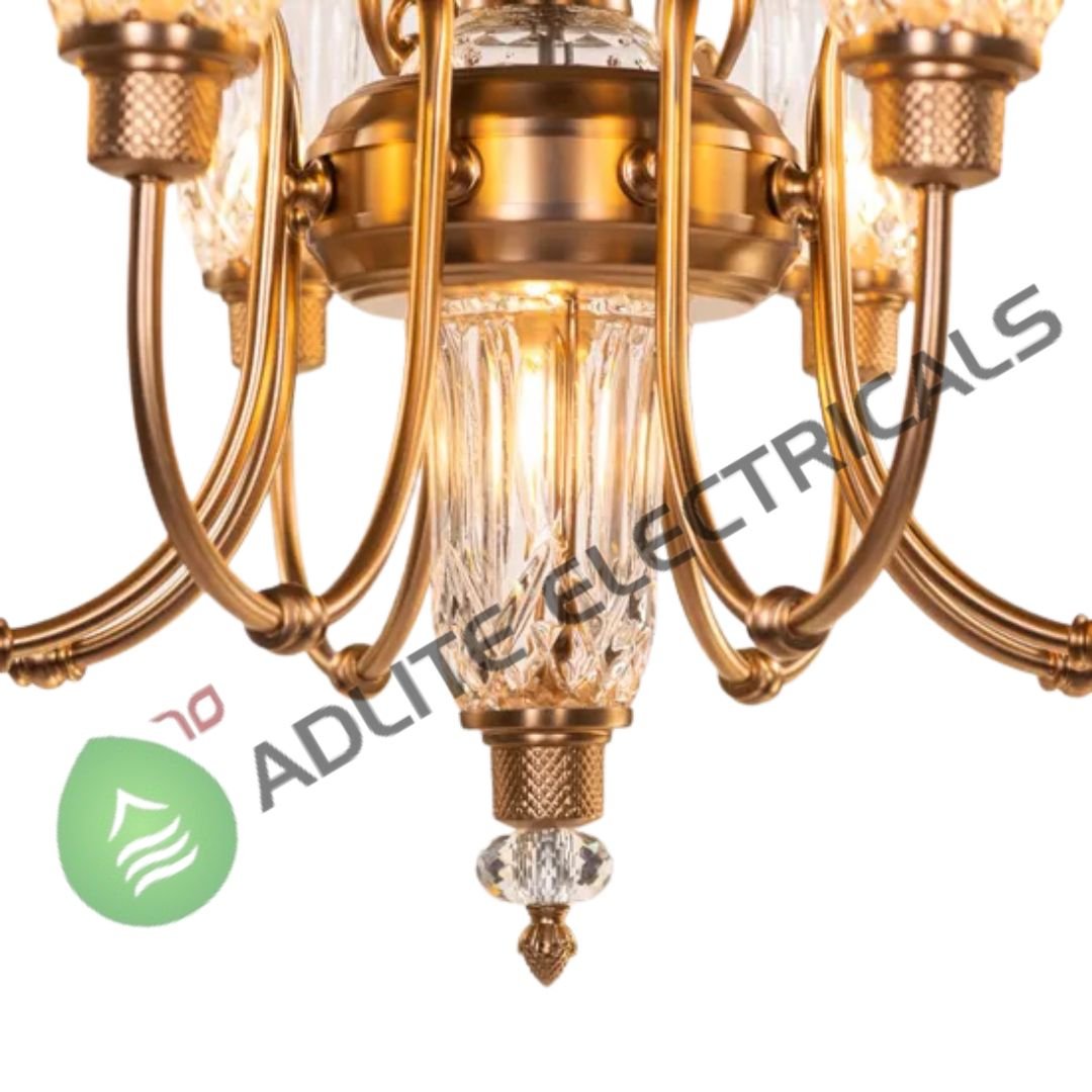 Bellamy Gold and Clear Glass Chandelier-( WhiteTeak by Asian Paints )