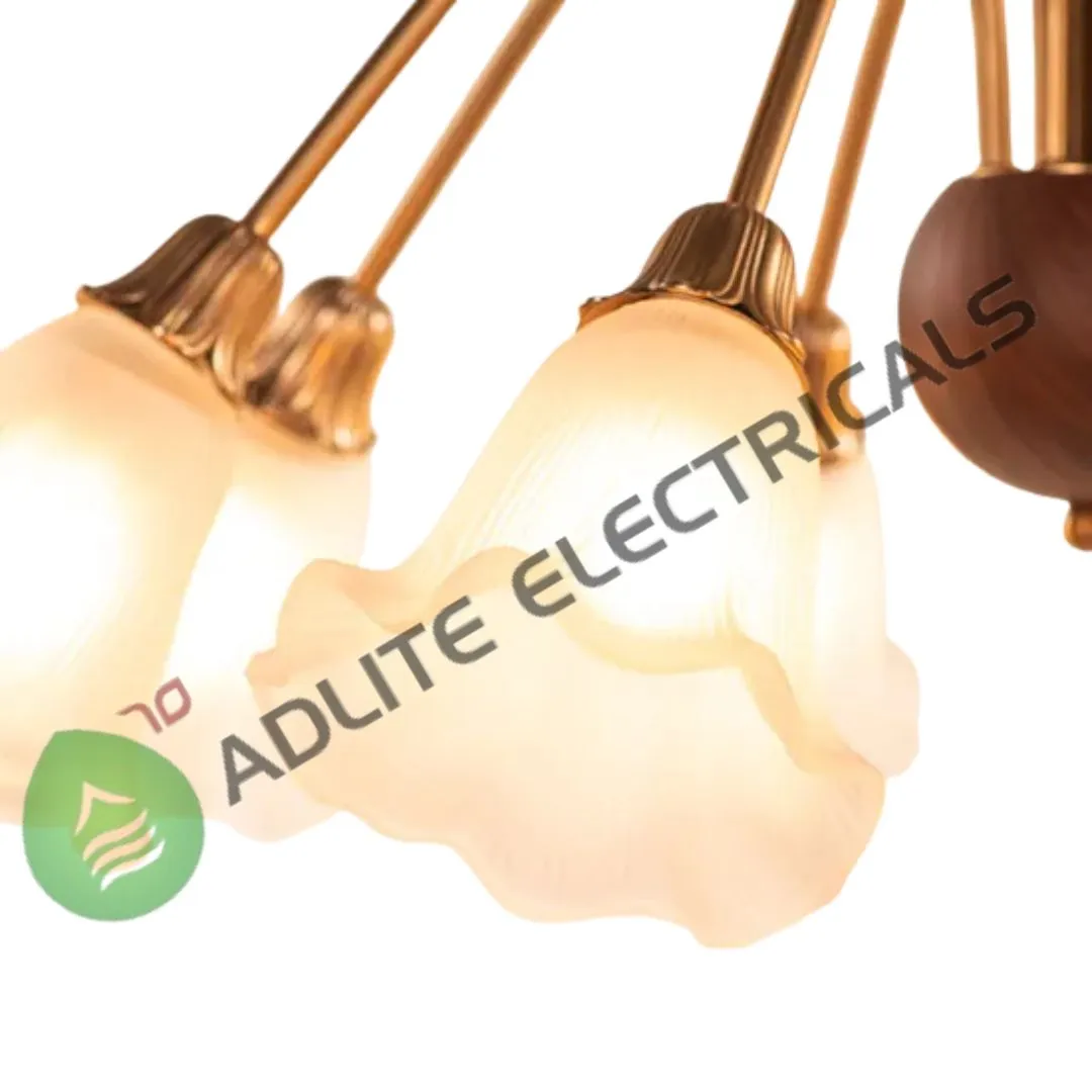 Nerina Gold & White Frosted Glass Chandelier-( WhiteTeak by Asian Paints )