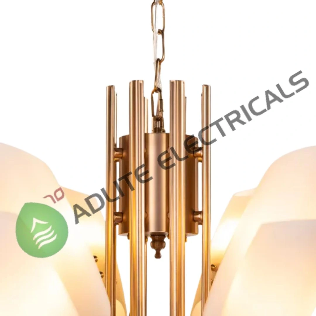 Silvana Large & Gold & White Frosted Glass Chandelier-( WhiteTeak by Asian Paints )