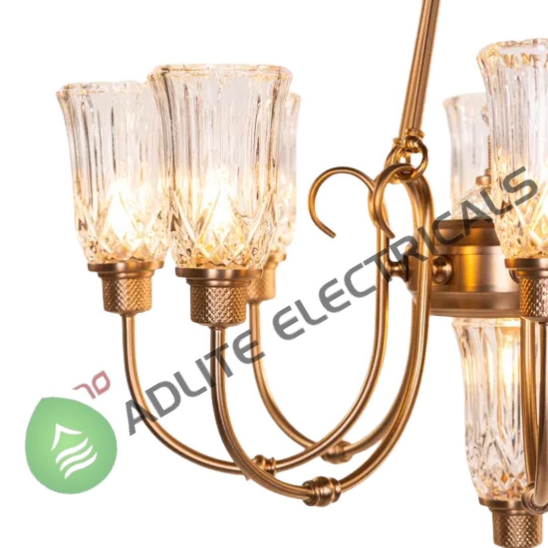 Bellamy Gold and Clear Glass Chandelier-( WhiteTeak by Asian Paints )