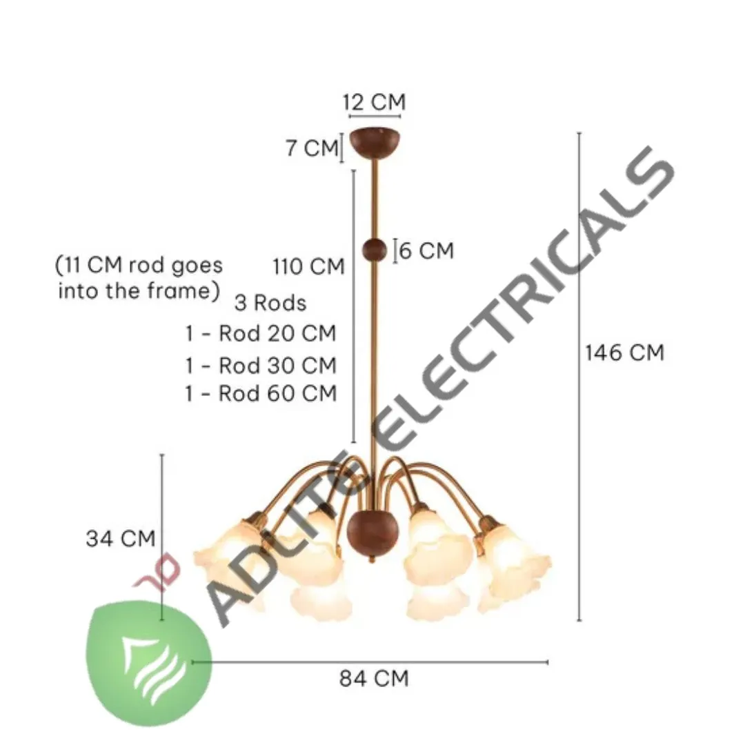 Nerina Gold & White Frosted Glass Chandelier-( WhiteTeak by Asian Paints )