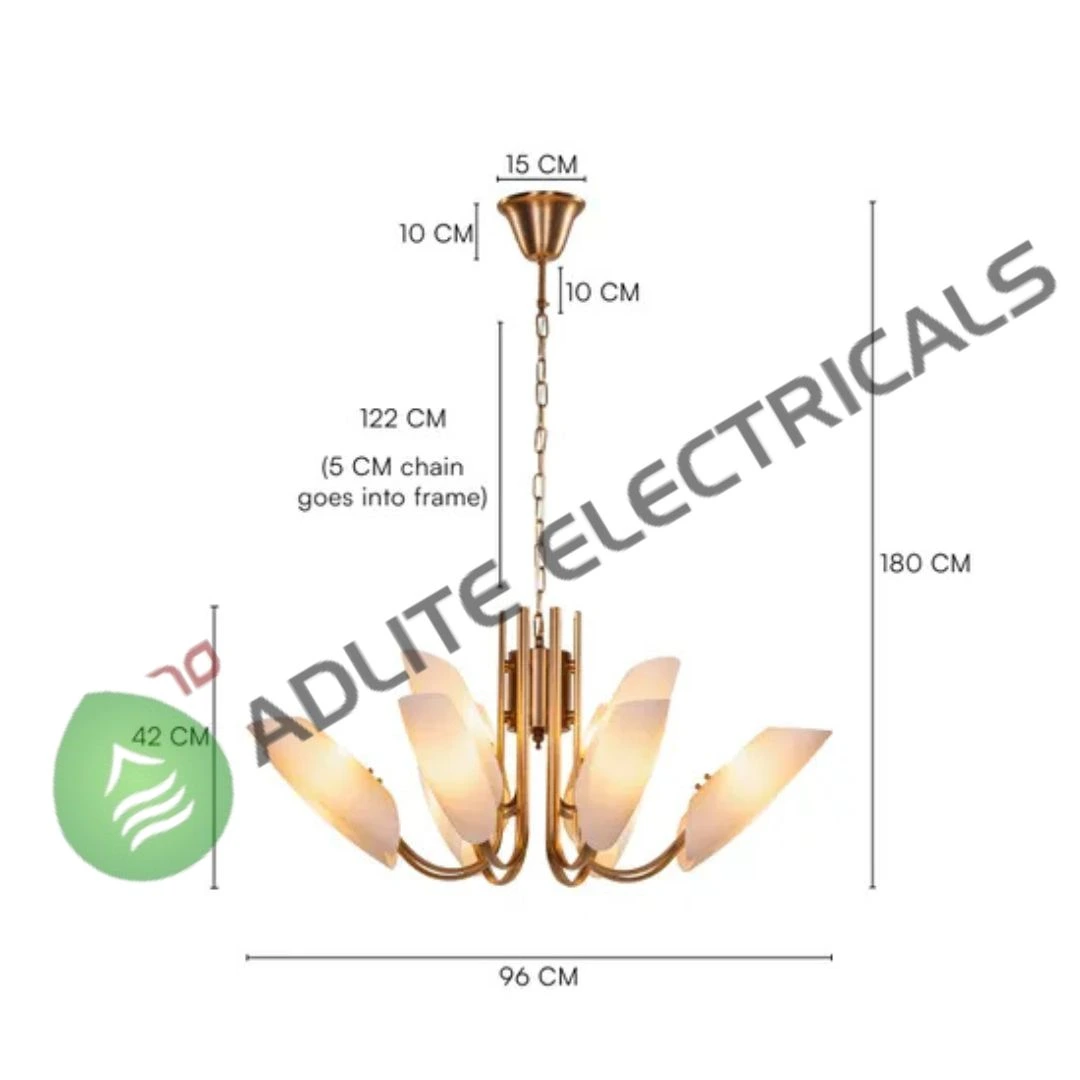 Silvana Large & Gold & White Frosted Glass Chandelier