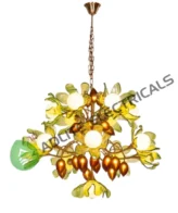 Midori Bouquet Green Glass & Gold Chandelier