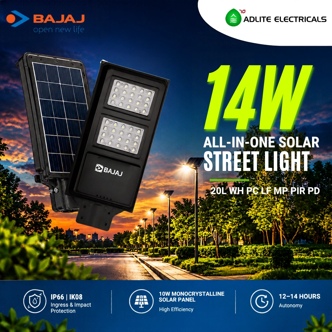 BAJAJ ALL IN ONE SOLAR STREET LIGHT (7) BAJAJ 14W ALL IN ONE SOLAR STREET LIGHT